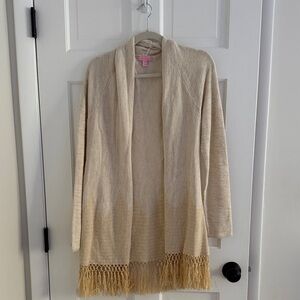 Lilly Pulitzer Cream Cardigan with Fringe
